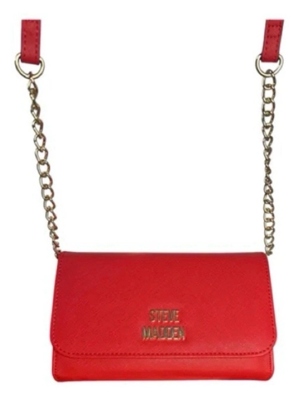 Steve Madden Red Crossbody with Gold Chain Strap